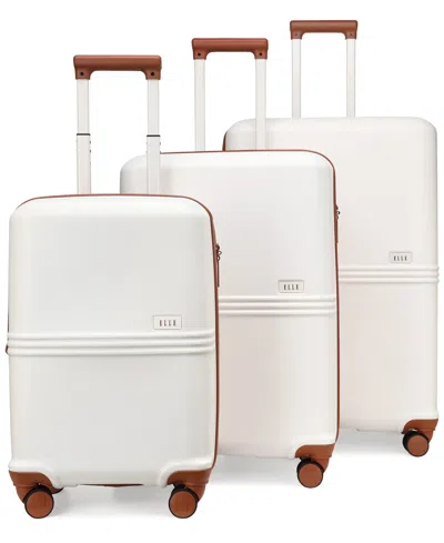 Elle Expedition 3-piece Expandable Retro Spinner Luggage Set In White