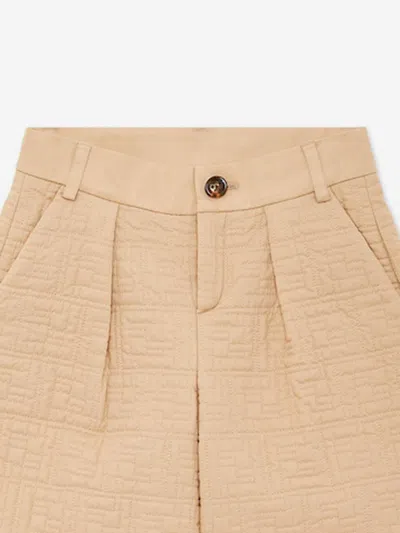 Fendi Monogram-pattern Shorts In Beige