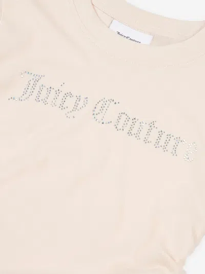 Juicy Couture Beige Ruched Diamanté Short-sleeve Jersey T-shirt 7-16 In Beige