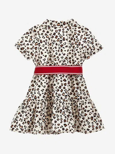 Monnalisa Girls Leopard Shirt Dress In Beige