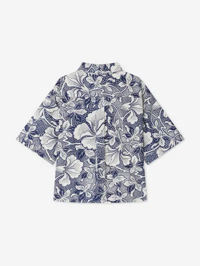 Bonpoint Erian Poplin Shirt With Floral Motif In Blue