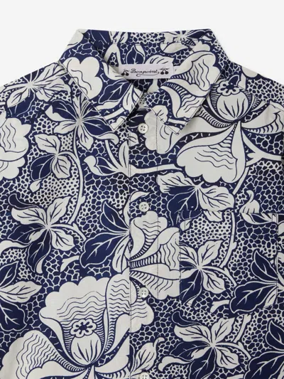 Bonpoint Erian Poplin Shirt With Floral Motif In Blue