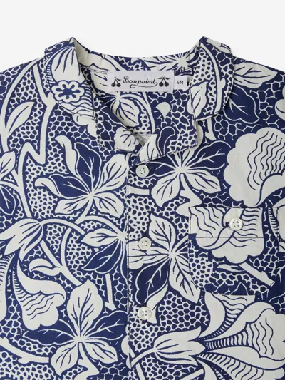 Bonpoint Baby Boys Floral Gerald Shirt In Blue