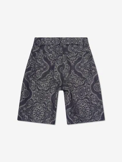 Etro Patterned-jacquard Shorts In Blue