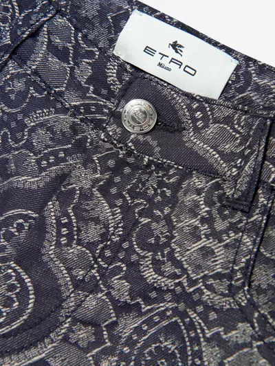 Etro Patterned-jacquard Shorts In Blue