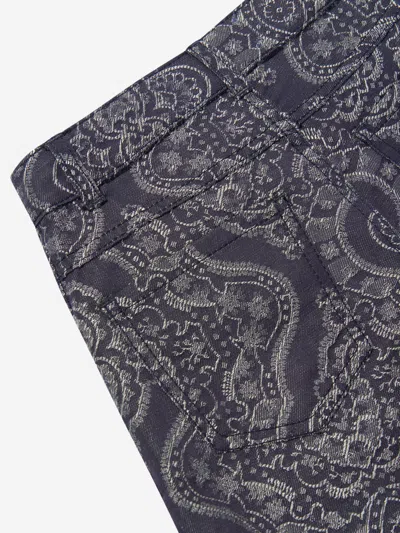 Etro Patterned-jacquard Shorts In Blue