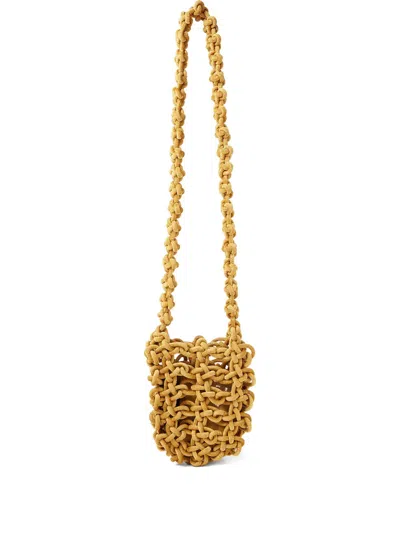 Kara Velvet Knot Shoulder Bag In Yellow