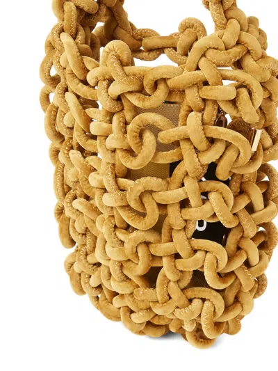 Kara Velvet Knot Shoulder Bag In Yellow