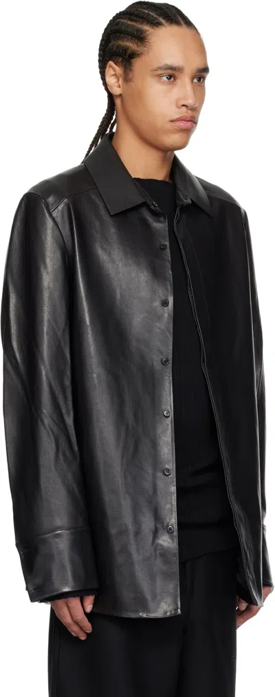 Entire Studios Black Legacy Leather Shirt In Blackleather
