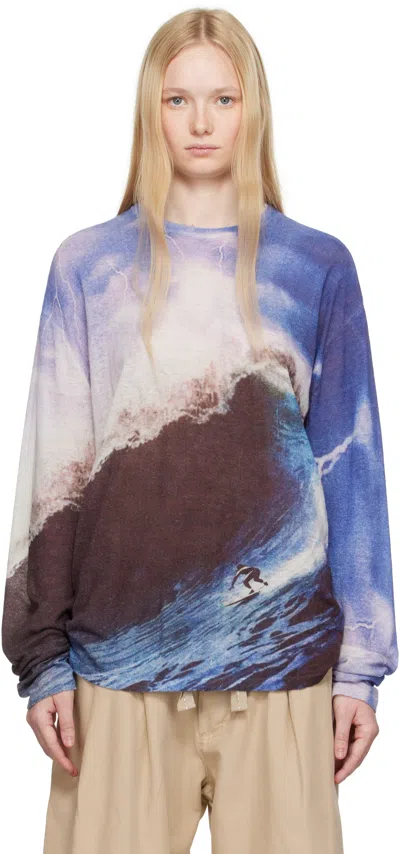 Erl Wave Print Knit Sweater In 1 Multi