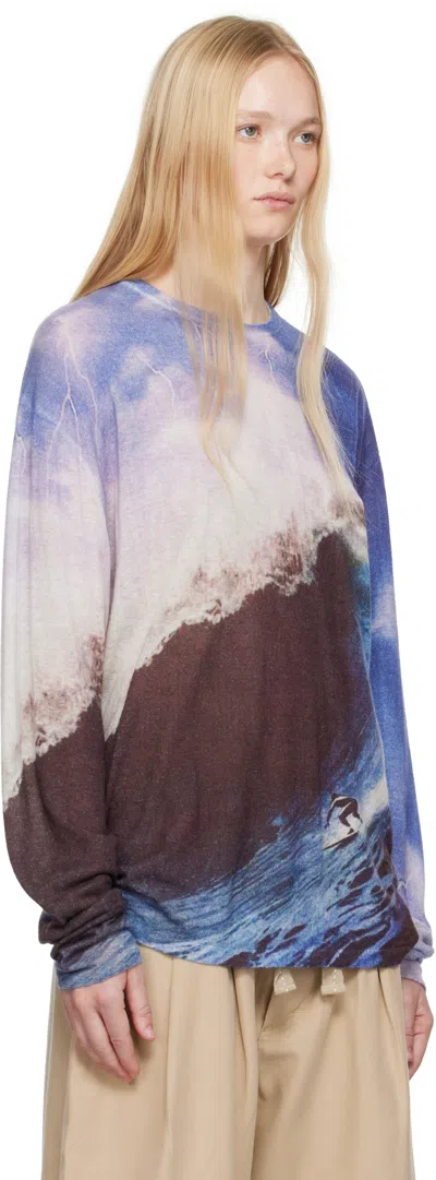 Erl Wave Print Knit Sweater In 1 Multi