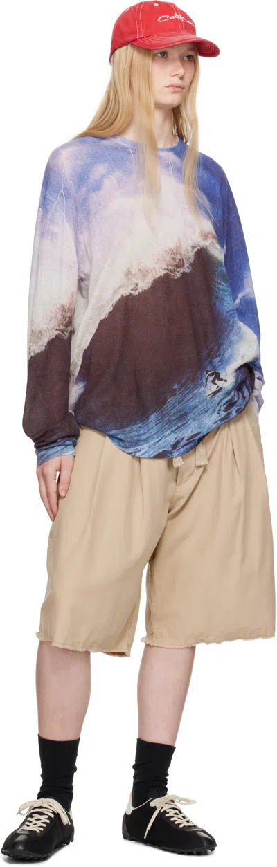 Erl Wave Print Knit Sweater In 1 Multi