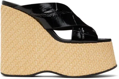 Paris Texas Mara Croc-effect Leather Platform Sandals In Black-naturale