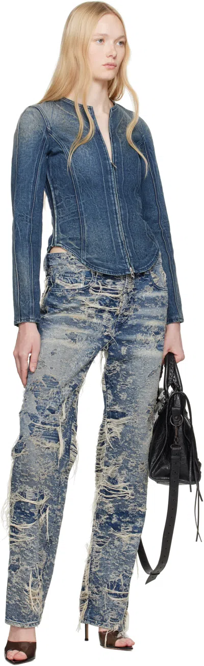 Diesel Jacket In Ghost Embossed Denim In 01