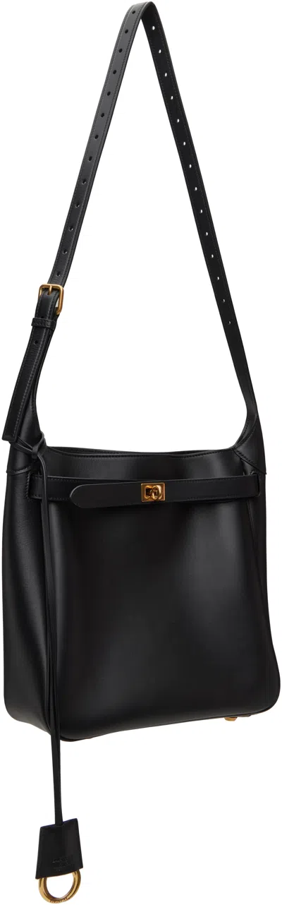 Balenciaga Small Bel Air Leather Hobo Bag In 1000 Black