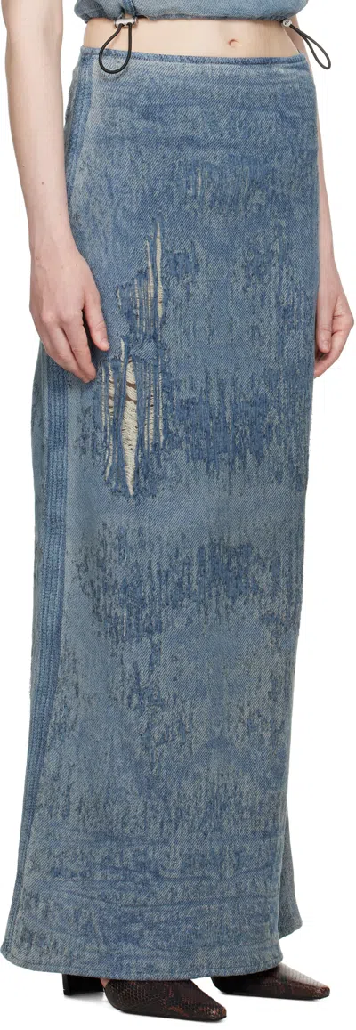 Diesel Skirt In Ultra-destroyed Jacquard Denim In 01