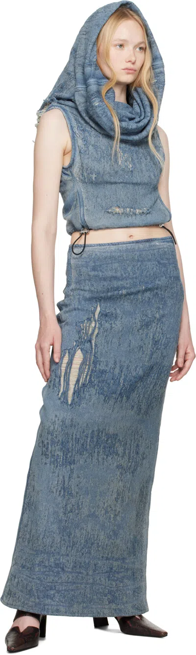 Diesel Skirt In Ultra-destroyed Jacquard Denim In 01