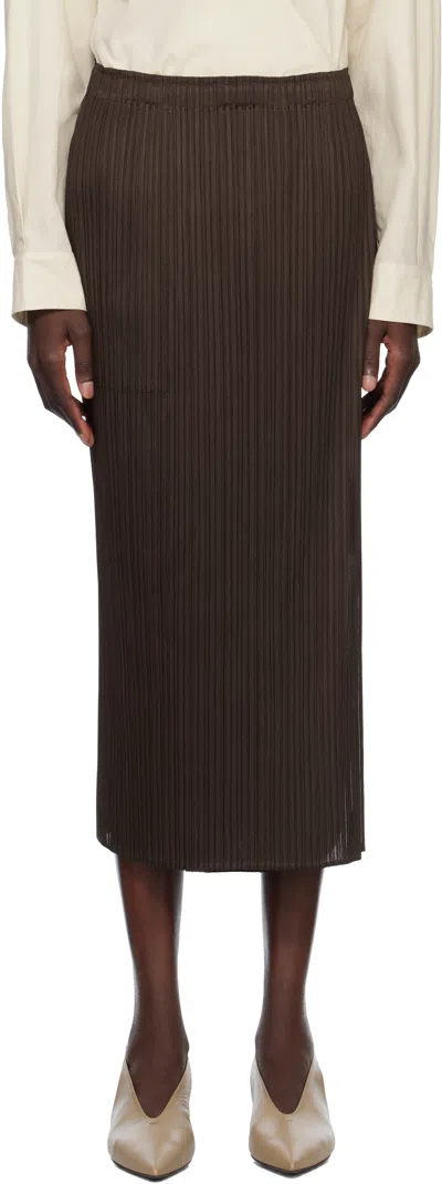 Issey Miyake Brown Monthly Colors March Midi Skirt In 45 Dark Brown