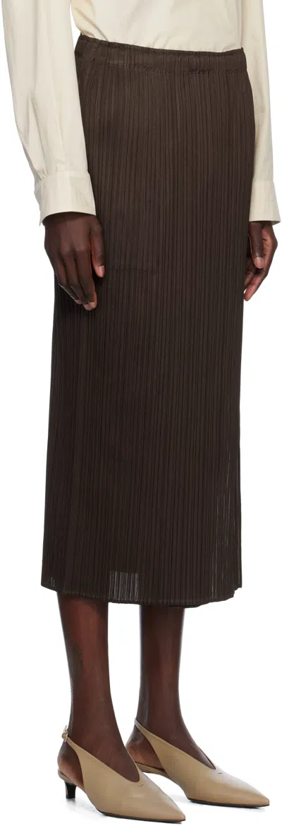 Issey Miyake Brown Monthly Colors March Midi Skirt In 45 Dark Brown