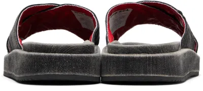 Diesel Man Sandals Charcoal Size 10 Textile Fibers In Black