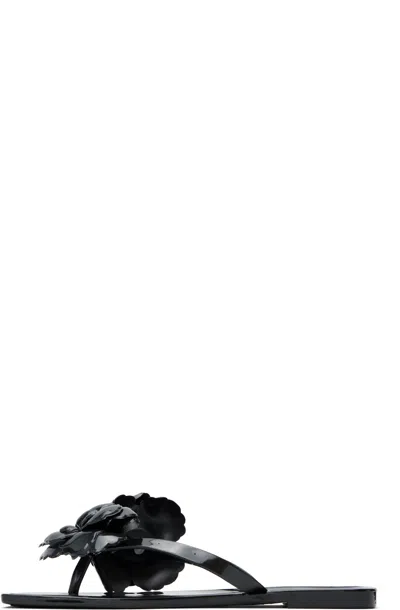 Coperni Flower-embellished Flip Flops In Black