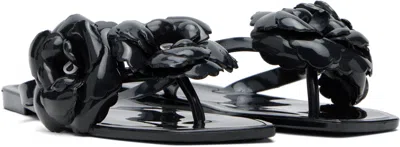 Coperni Flower-embellished Flip Flops In Black