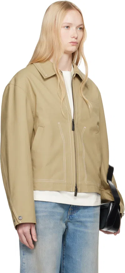 Ader Error Contrast-stitch Zip-up Jacket In Beige