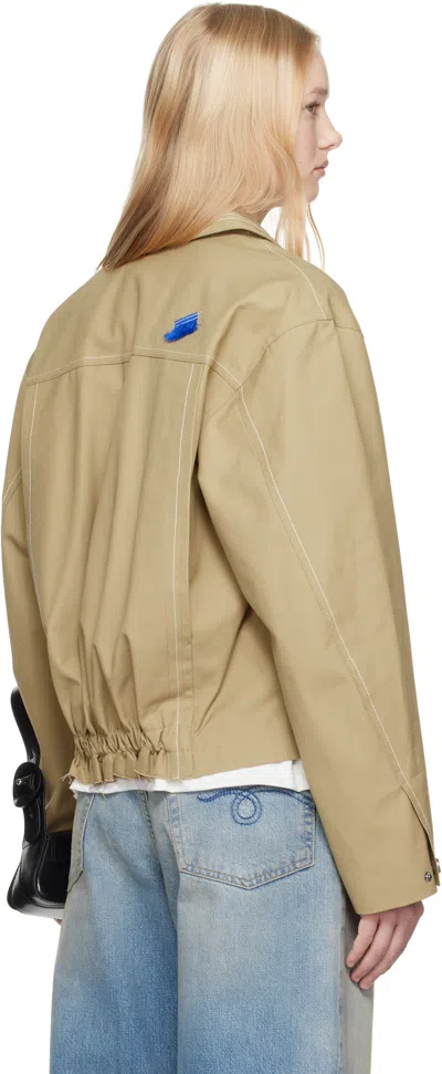 Ader Error Contrast-stitch Zip-up Jacket In Beige