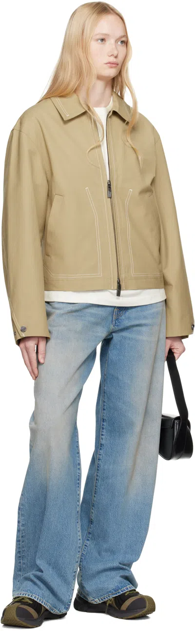 Ader Error Contrast-stitch Zip-up Jacket In Beige