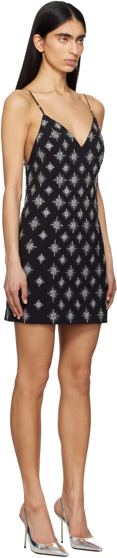 Amiri Black Starburst Crystal Minidress In Black