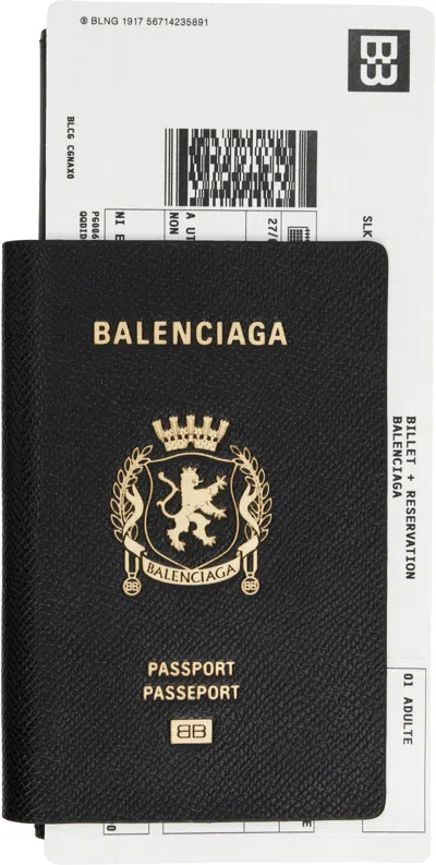 Balenciaga Passport Matte Soft Leather Phone Holder In Black
