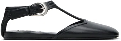 Jil Sander Leather Mary Jane Flats In 001 Black