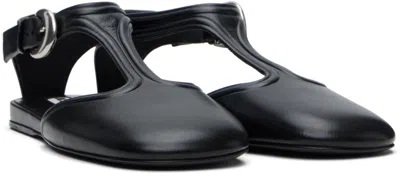Jil Sander Leather Mary Jane Flats In 001 Black