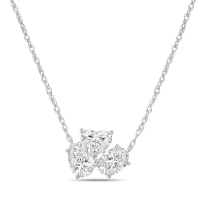 Diana M. 14kt White Gold Lab Grown Diamond Pendant Featuring Heart Shape, Pear Shape, And Oval Shape Stone We In White