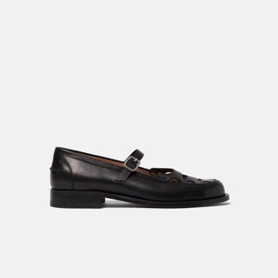 Scarosso Minni Buckle Fastened Flat Shoes In Black