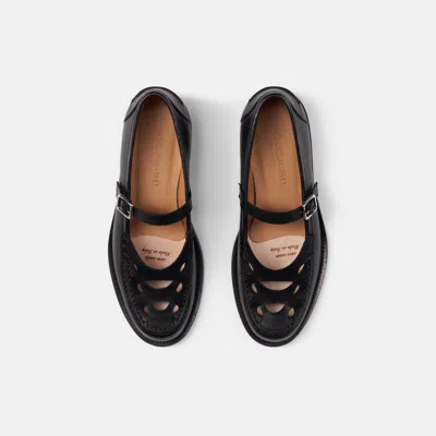 Scarosso Minni Buckle Fastened Flat Shoes In Black