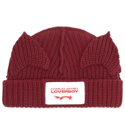 Charles Jeffrey Loverboy Chunky Ears Beanie In Red Bordeaux