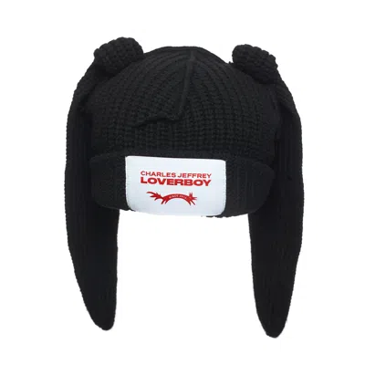 Charles Jeffrey Loverboy Floppy Rabbit Beanie In Black