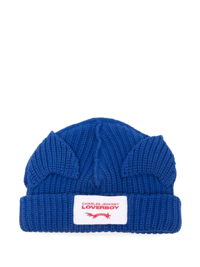 Charles Jeffrey Loverboy Ears-detailed Beanie In Blue