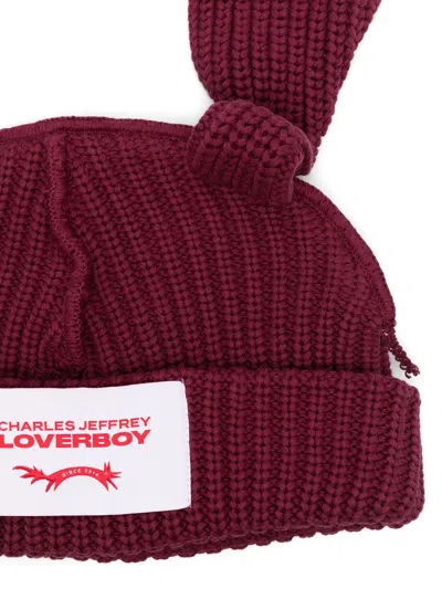 Charles Jeffrey Loverboy Burgundy Chunky Rabbit Beanie In Bordeaux Red