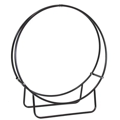 Sunnydaze Indoor/outdoor Steel Round Fire Pit Or Fireplace Firewood Log Hoop Rack Holder - 24" - Black
