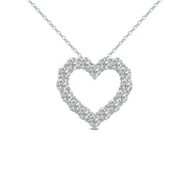 Diana M. 14kt 1ct Gold Lab Grown Open Heart Diamond Pendant, Round, Def Color, Vs Clarity, Excellent Cut, Cha In White
