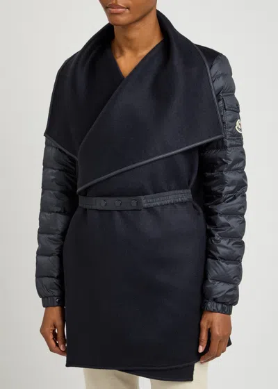 Moncler Padded Cape In Blue Dark