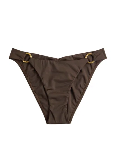 Away That Day Sorrento Ruched Bikini Briefs In Chocolate