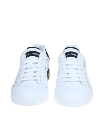 Dolce & Gabbana Portofino Leather Sneakers With Rubberized Logo Shoes In Multicolor