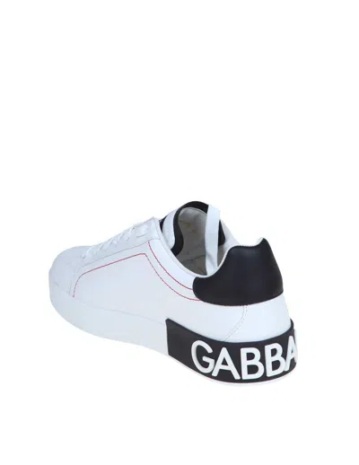 Dolce & Gabbana Portofino Leather Sneakers With Rubberized Logo Shoes In Multicolor