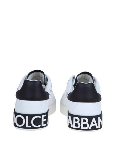 Dolce & Gabbana Portofino Leather Sneakers With Rubberized Logo Shoes In Multicolor