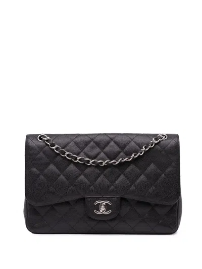 Pre-owned Chanel 2012 Jumbo Classic Caviar Double Flap Shoulder Bag In 黑色