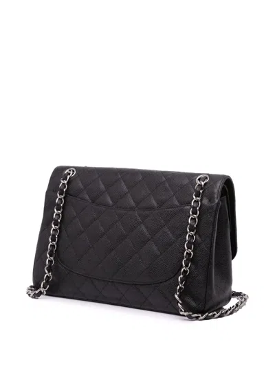Pre-owned Chanel 2012 Jumbo Classic Caviar Double Flap Shoulder Bag In 黑色