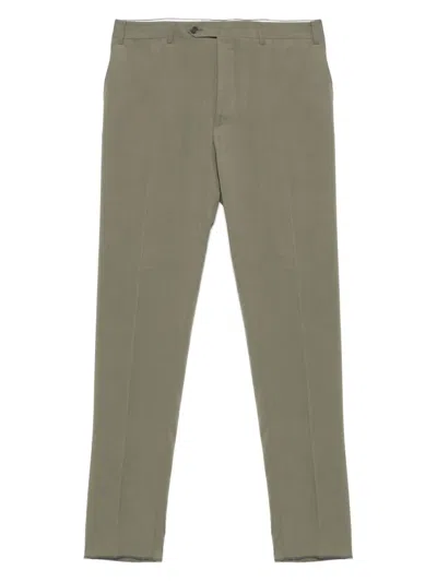 Canali Pressed-crease Trousers In Grün